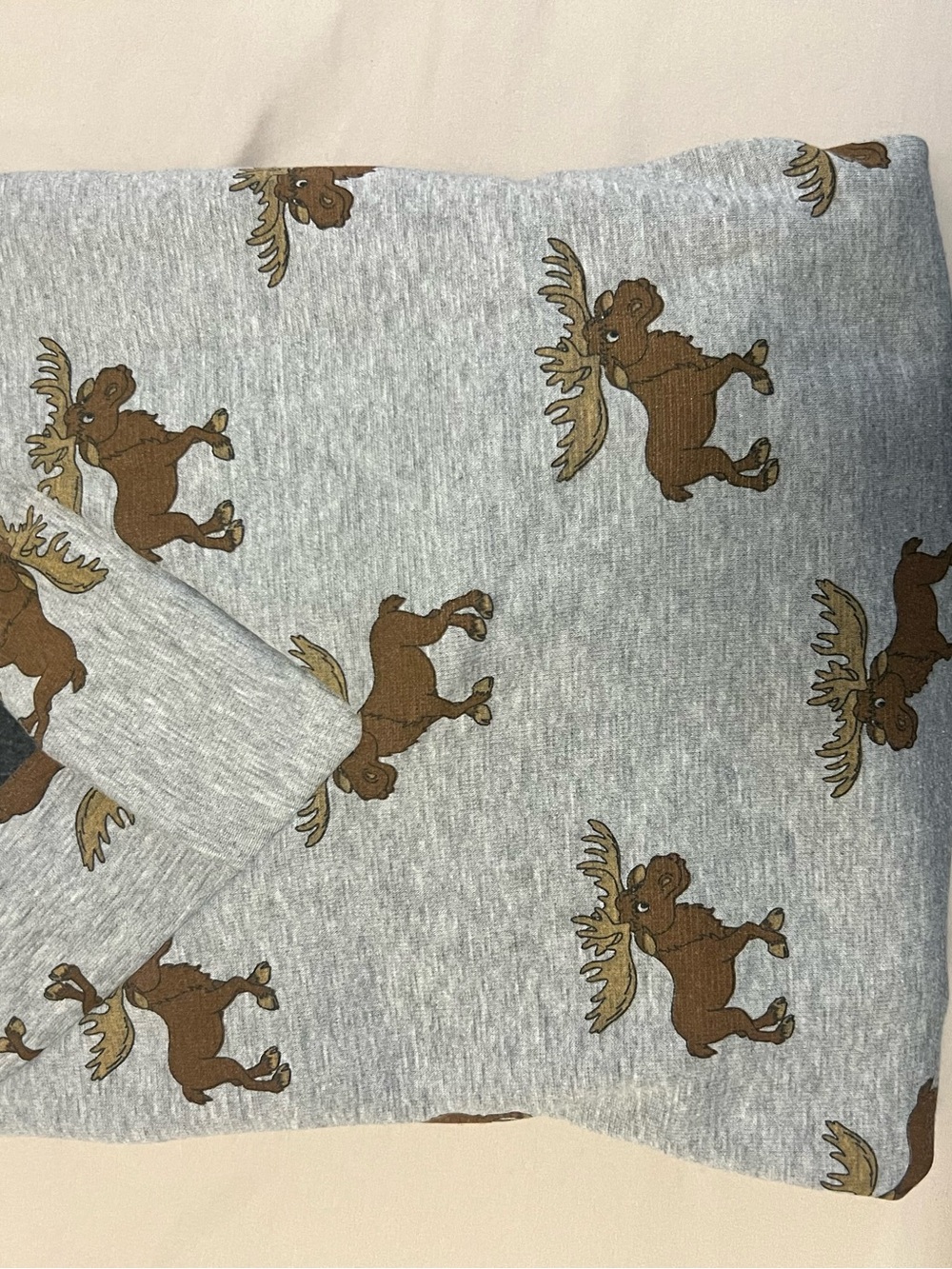 Gray Sweatshirt with Brown Moose Print